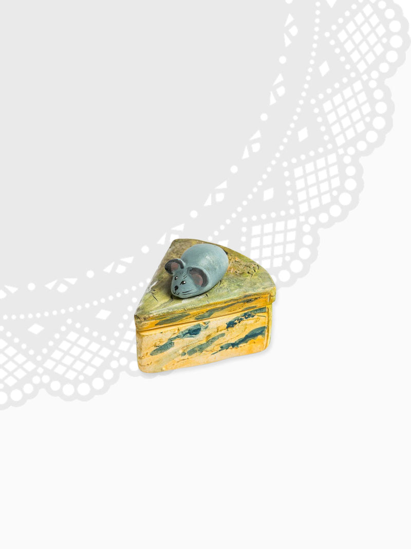 Ceramic Trinket Box - Cheese Wedge and Mouse