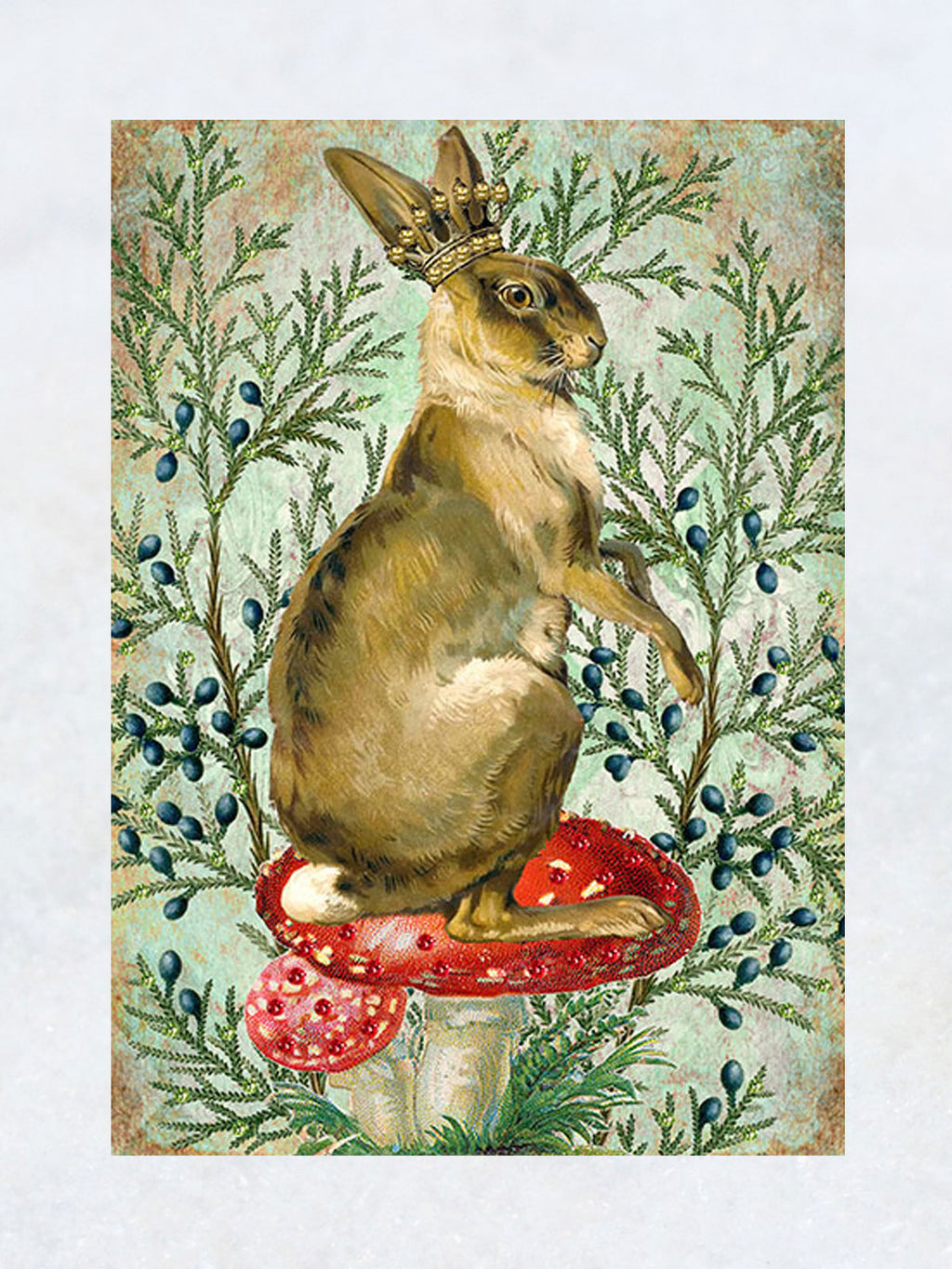 Christmas Greeting Card - Hare and Crown