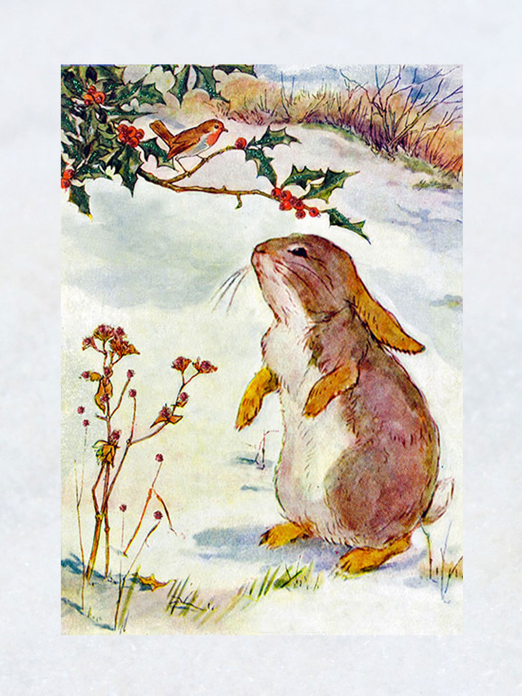 Christmas Greeting Card - Hare and Robin
