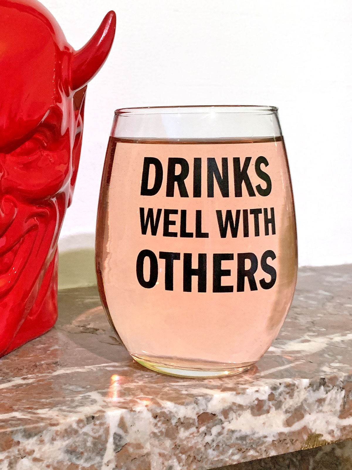 Drinks Well With Others - Stemless Wine Glass