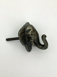 Elephant Design Metal Knob - Antique Silver