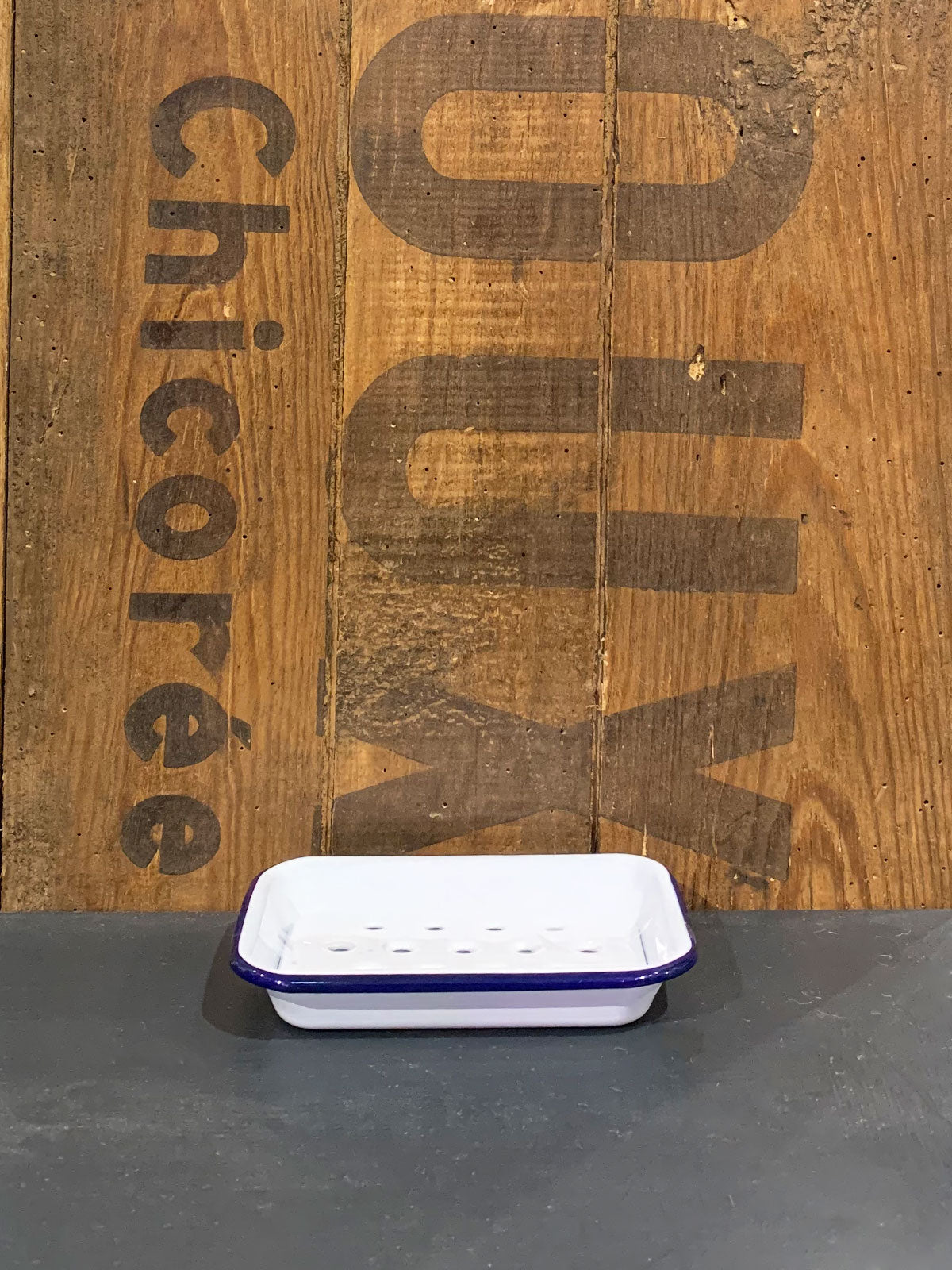 Falcon White Blue Rim Enamel Soap Dish - Thumbnail 2