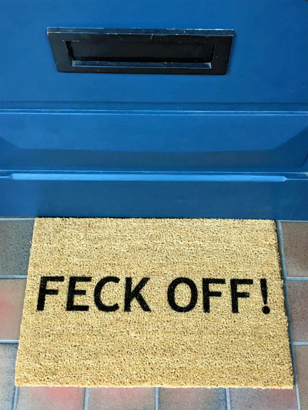 Artsy Slogan Doormat 'Feck Off'