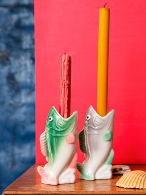 Kitsch Fish Candle Holder - Grey