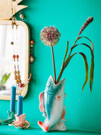 Kitsch Fish Vase - Green & Orange