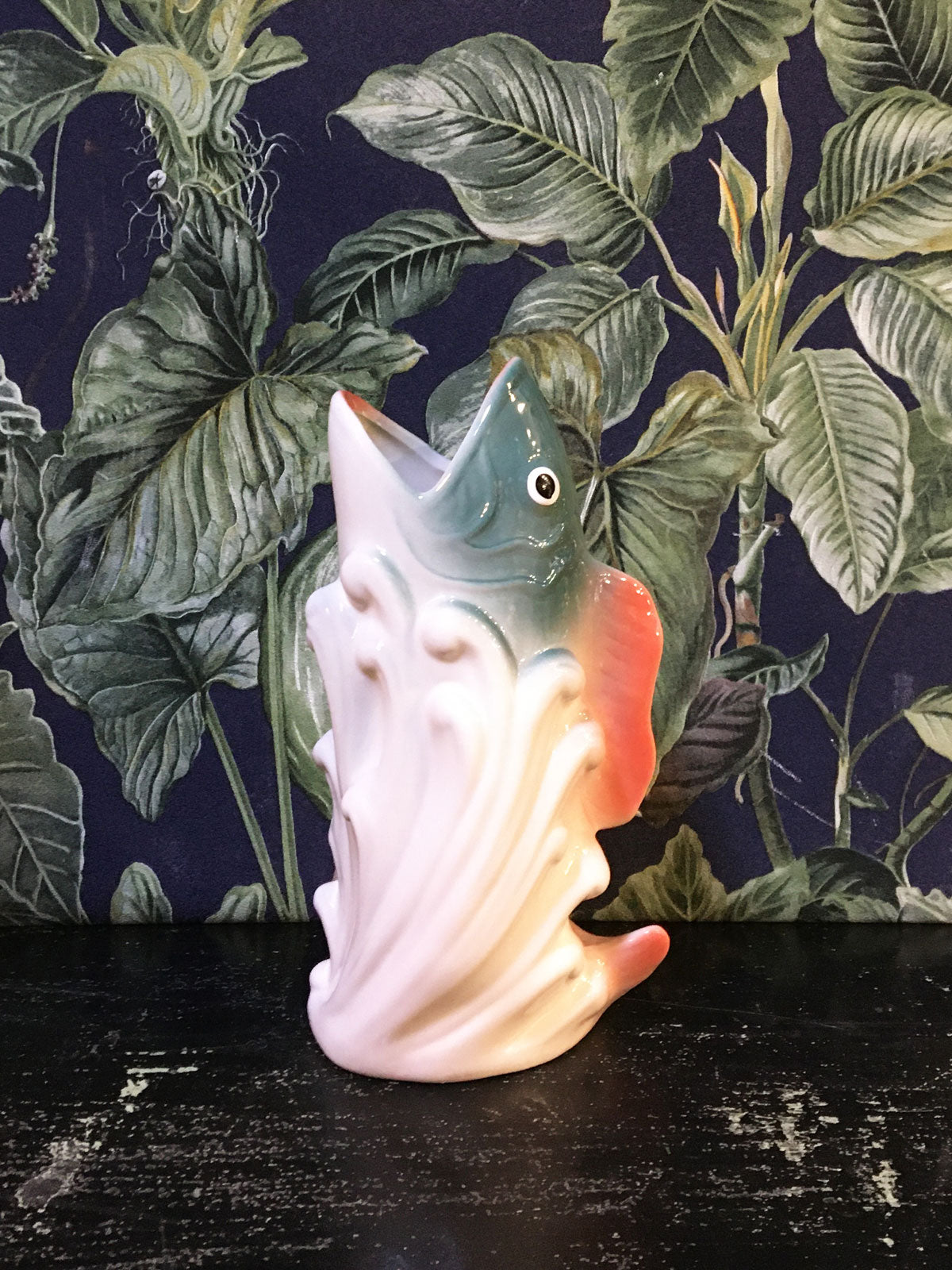 Kitsch Fish Vase - Green & Orange