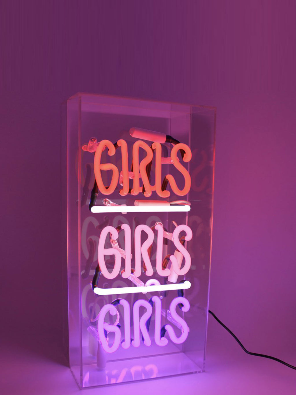 'Girls Girls Girls' Glass Neon Light Box