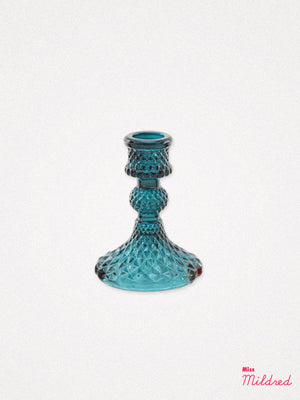 Glass Candle Holder 10cm - Blue