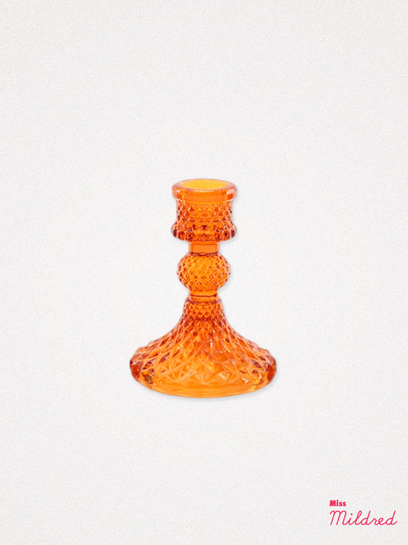 Glass Candle Holder 10cm - Orange