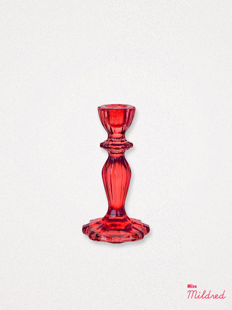 Glass Candle Holder - Red