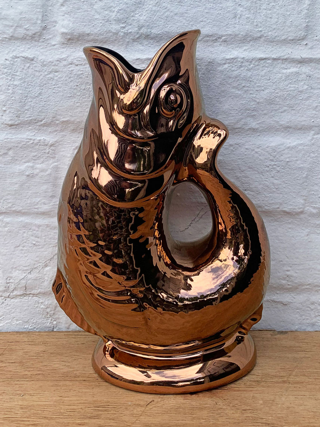 Wade Gluggle Jug  Extra Large Hand Painted Copper / Gold Lustre