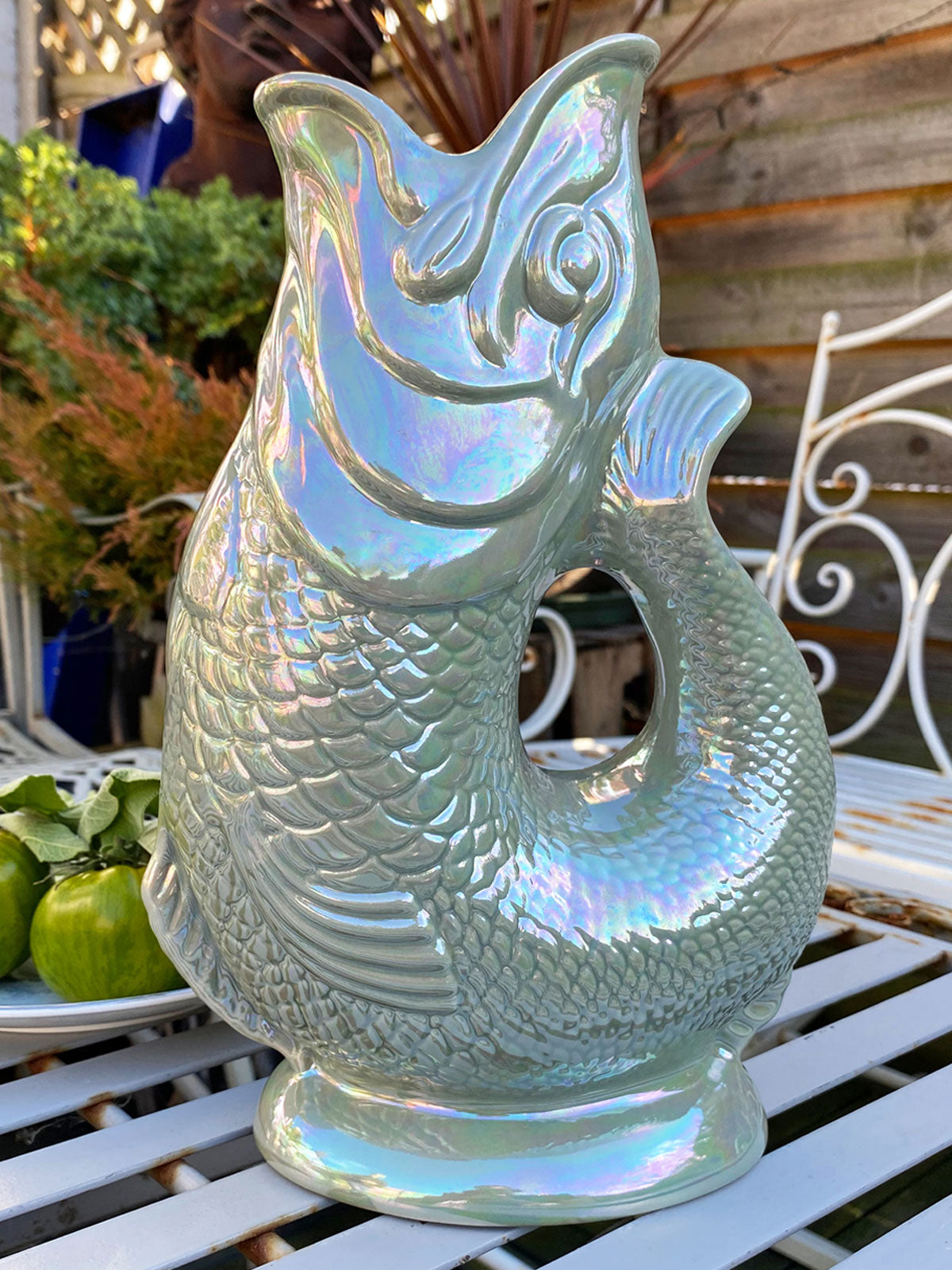 Gluggle Jug 魚型 オーロラ　水色 Wade Ceramics Original 