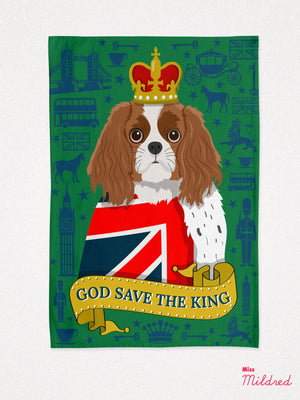 King Charles Spaniel / God Save The King - Cotton Tea Towel