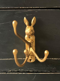 Metal Rabbit Multi Coat Hook - Gold