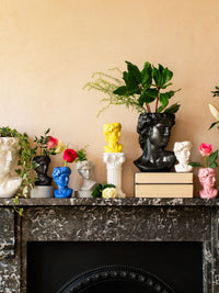 Small Greek David Head Bust Planter Pot - Blue