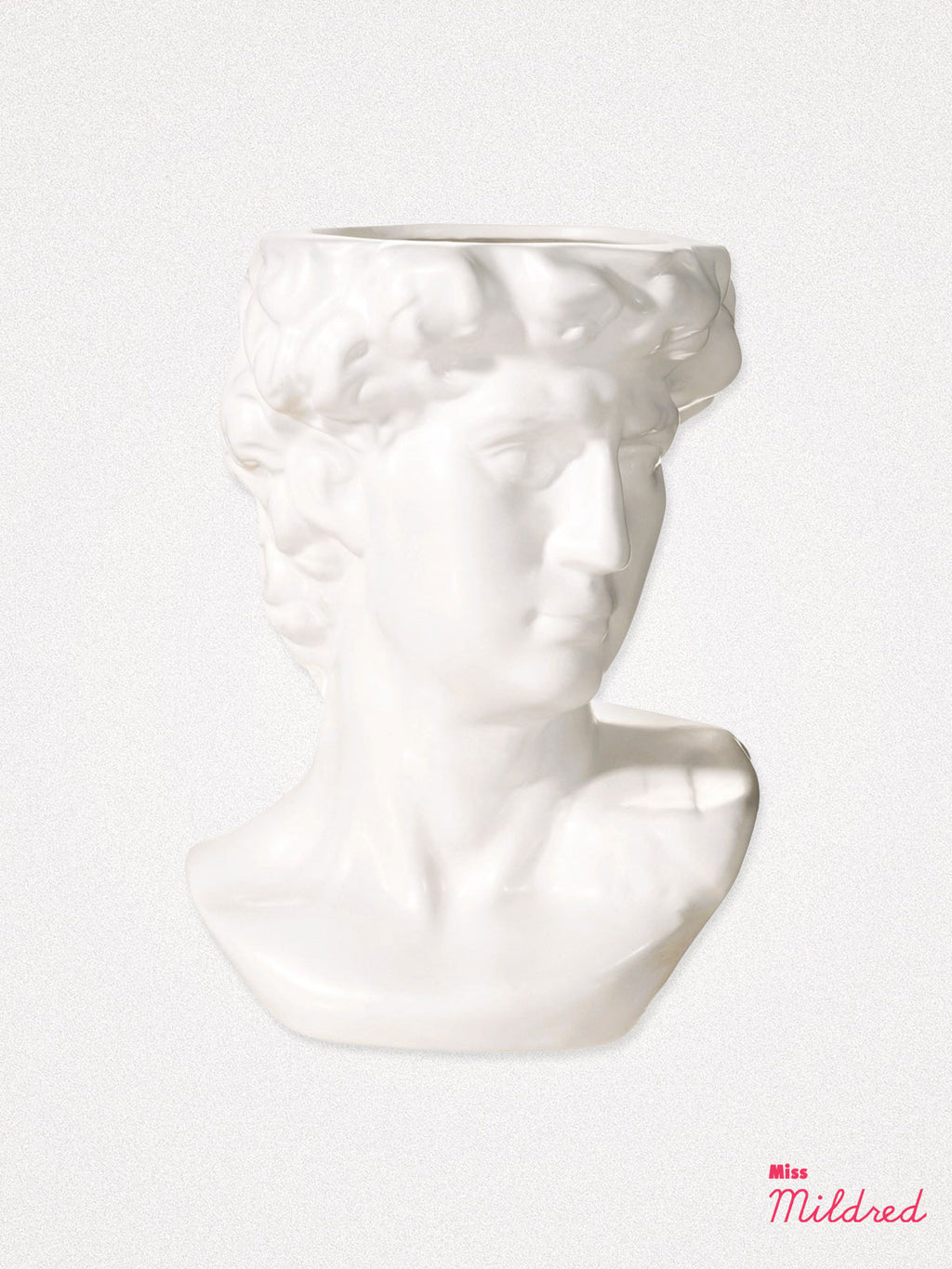 Large Greek David Head Bust Planter Pot - White