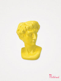Small Greek David Head Bust Planter Pot - Yellow