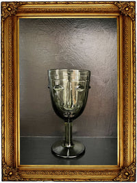 Deco Face Wine Glass - Olive Green