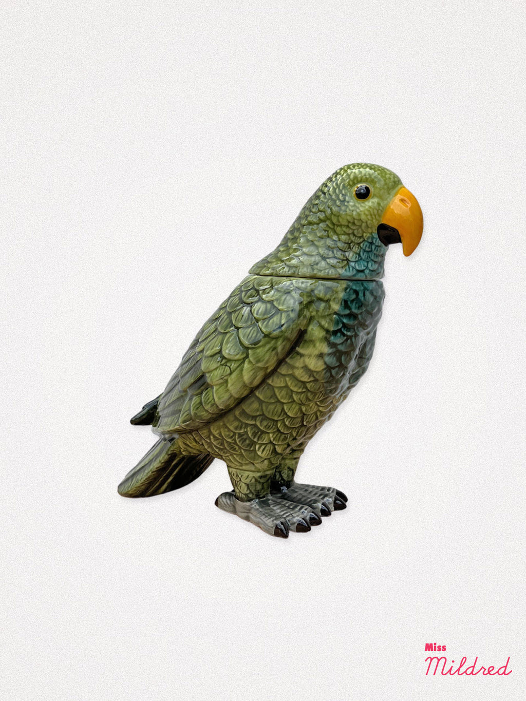 Green Parrot Ceramic Bird Jar