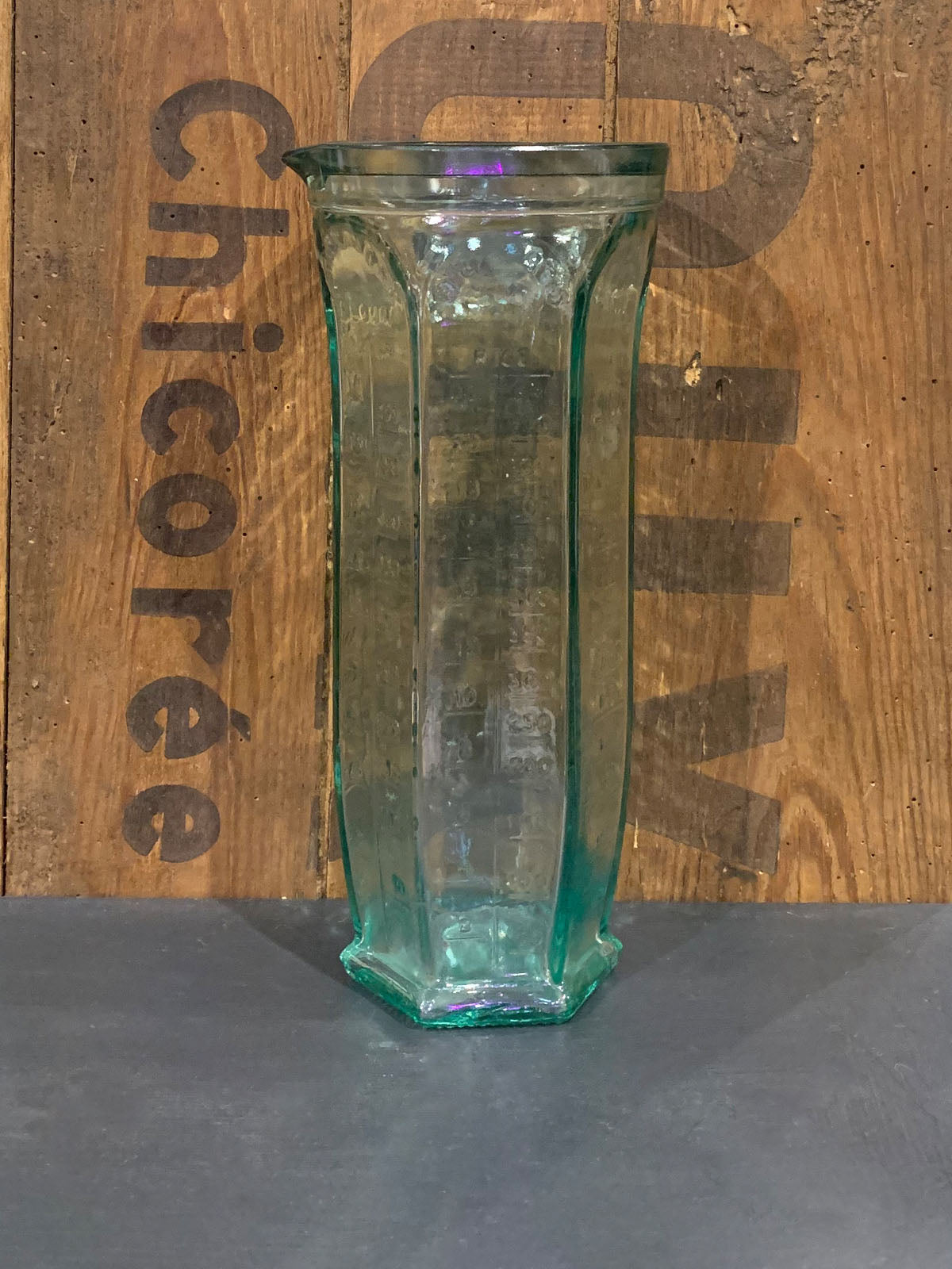 Tall Hexagonal Glass Measuring Jug