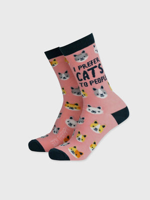 I Prefer Cats To People - Women's Bamboo Socks