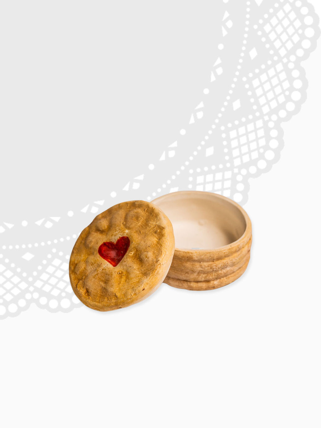 Ceramic Trinket Box - Jammy Dodger Heart Biscuit