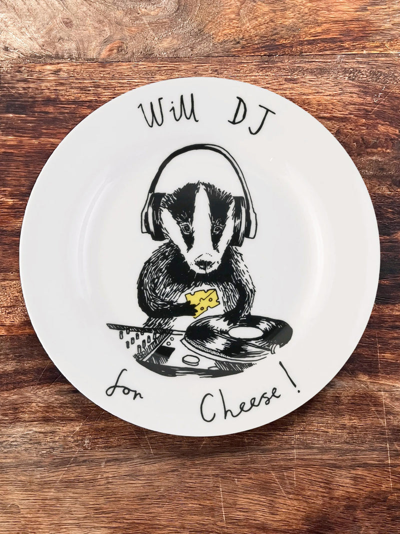JimBobArt Side Plate - Will DJ for Cheese
