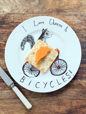 JimBobArt Side Plate - Cheese & Bicycles