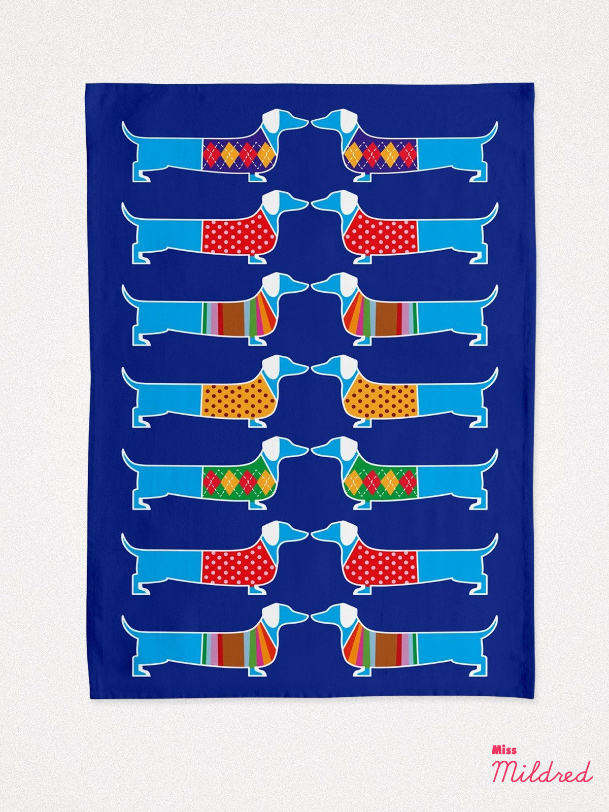 Kissing Dachshund Dog - Cotton Tea Towel