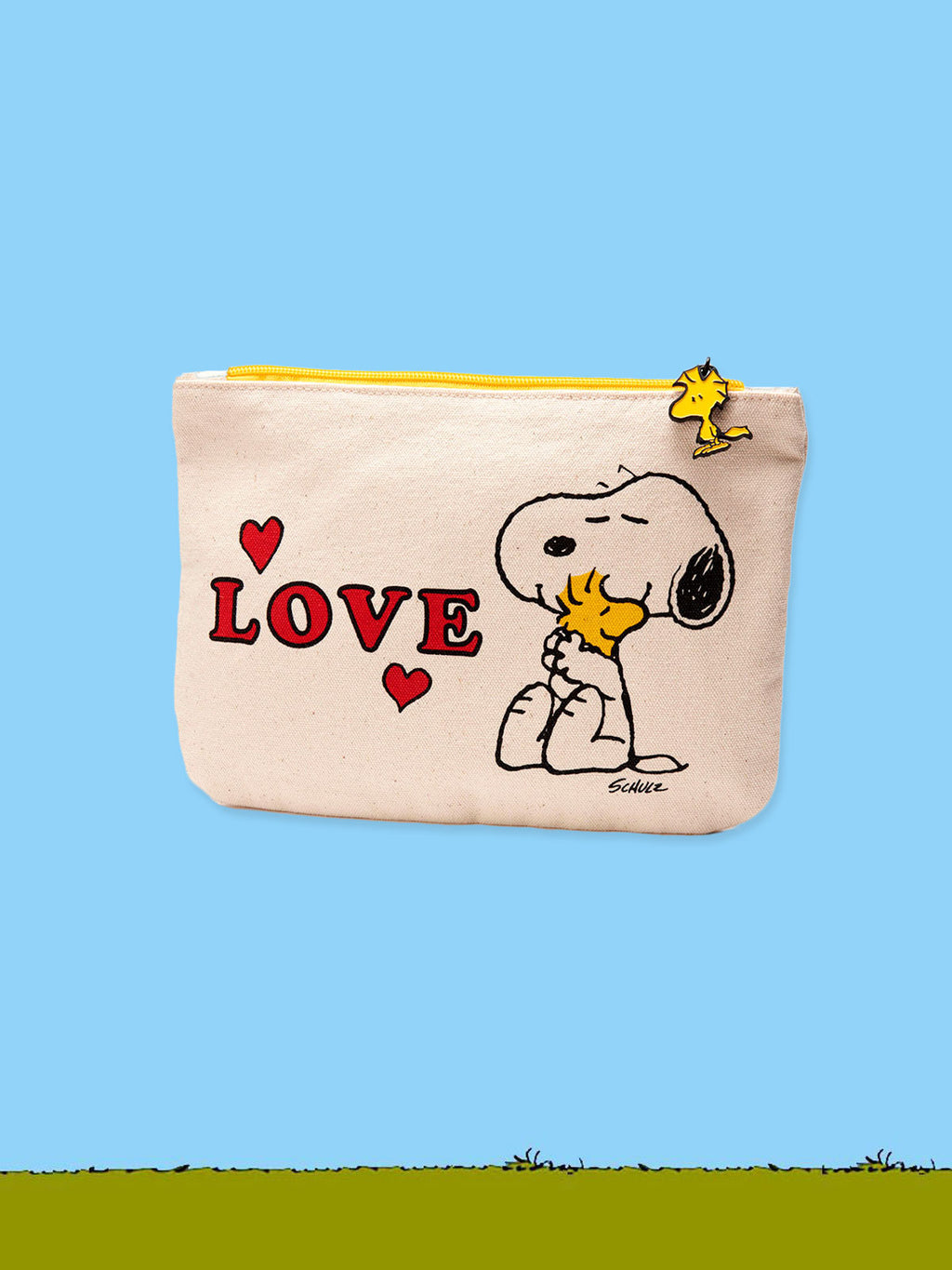 Peanuts Printed Cotton Pouch - Snoopy Love