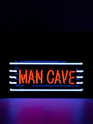 'Man Cave' Glass Neon Light Box Red and Blue