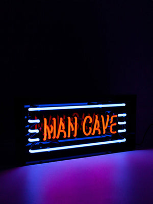 'Man Cave' Glass Neon Light Box Red and Blue
