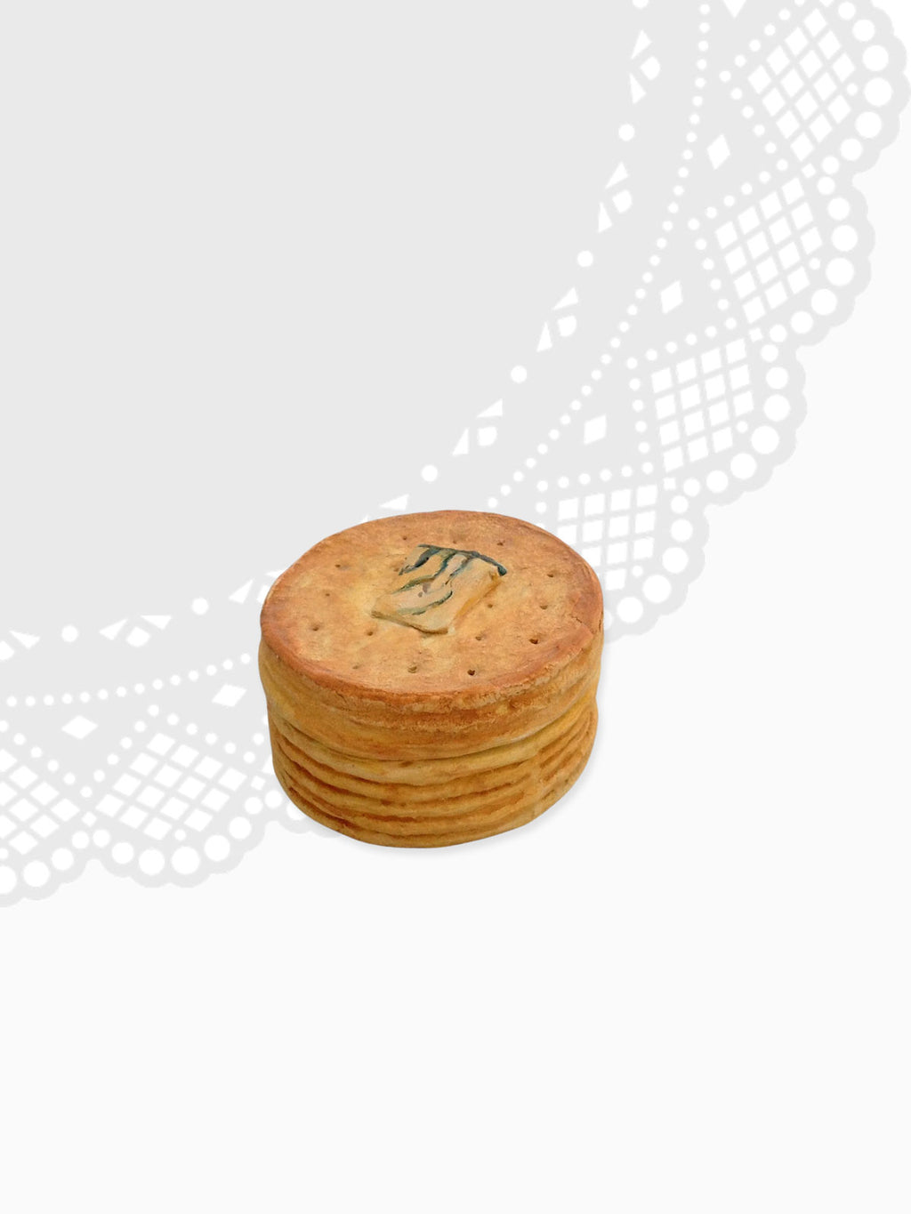 Ceramic Trinket Box - Cheese Biscuit