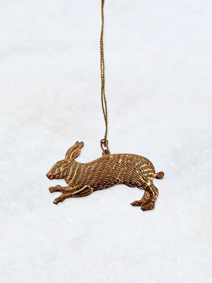 Pressed Metal Hare Decoration - Gold