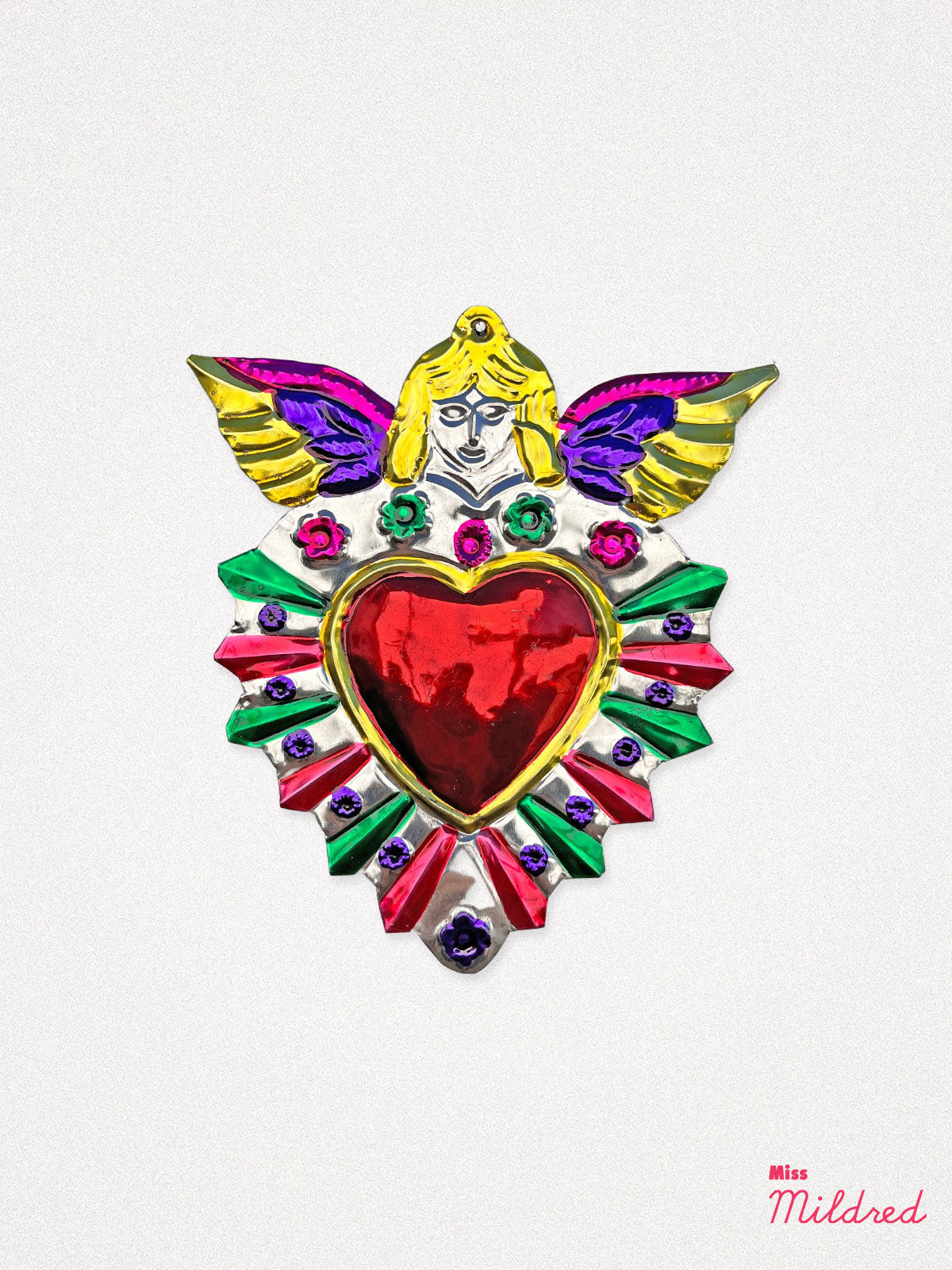 Mexican Tin Angel Milagro Decoration - Multi