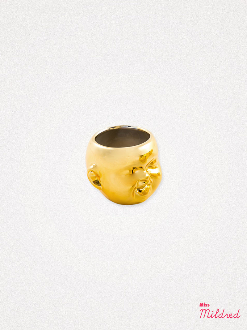 Baby Face mini Pot / Planter Gold laugh