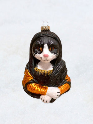 Christmas Ornament - Mona Lisa Cat Black