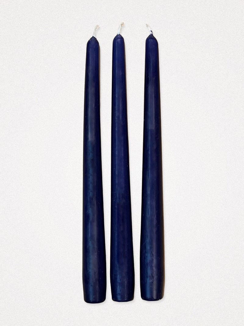 Set of 3 Dinner Candles - Navy