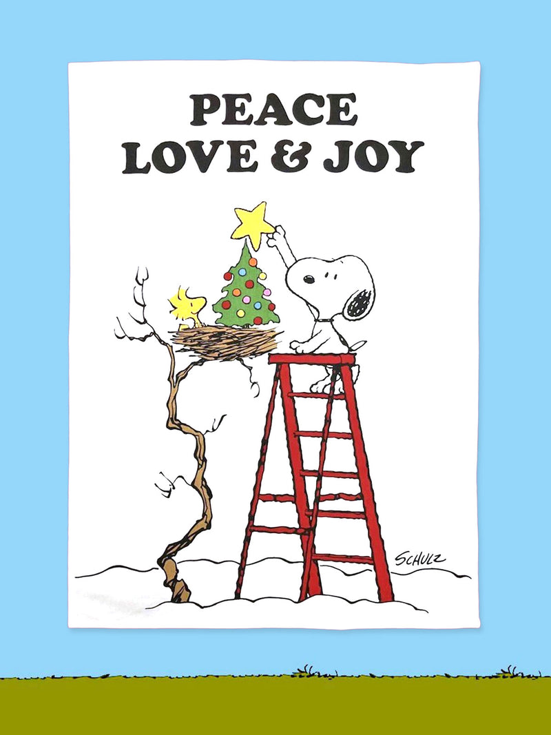 Peanuts Christmas Tea Towel - Peace, Love and Joy