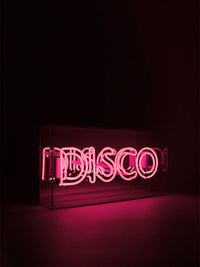 'Disco' Glass Neon Light Box  Pink