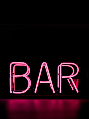 'Bar' Glass Neon Light Box - Pink
