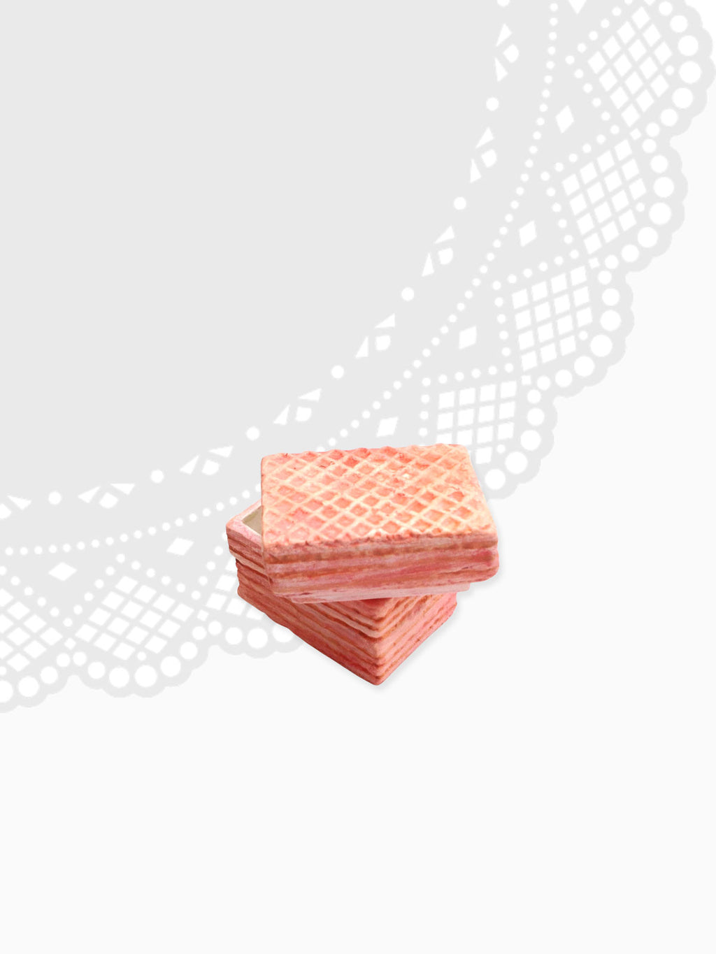 Ceramic Trinket Box - Pink Wafer Biscuit