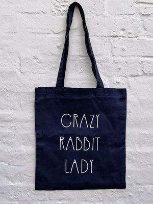 Crazy Rabbit Lady - Tote Bag - Navy