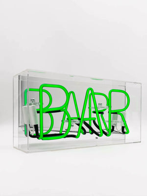 'Bar' Glass Neon Light Box - Green