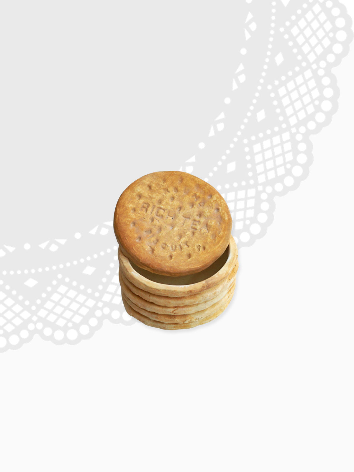 Ceramic Trinket Box - Rich Tea Biscuit