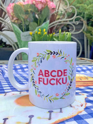 Floral ABCDEFUCKU Profanity Mug