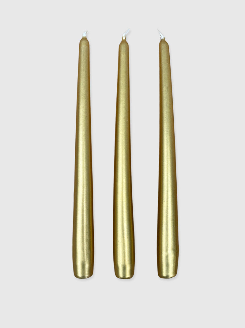 Set of 3 Dinner Candles - Gold