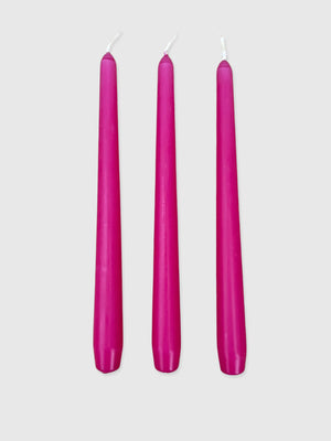 Set of 3 Dinner Candles - Pink