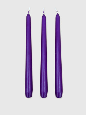 Set of 3 Dinner Candles - Purple