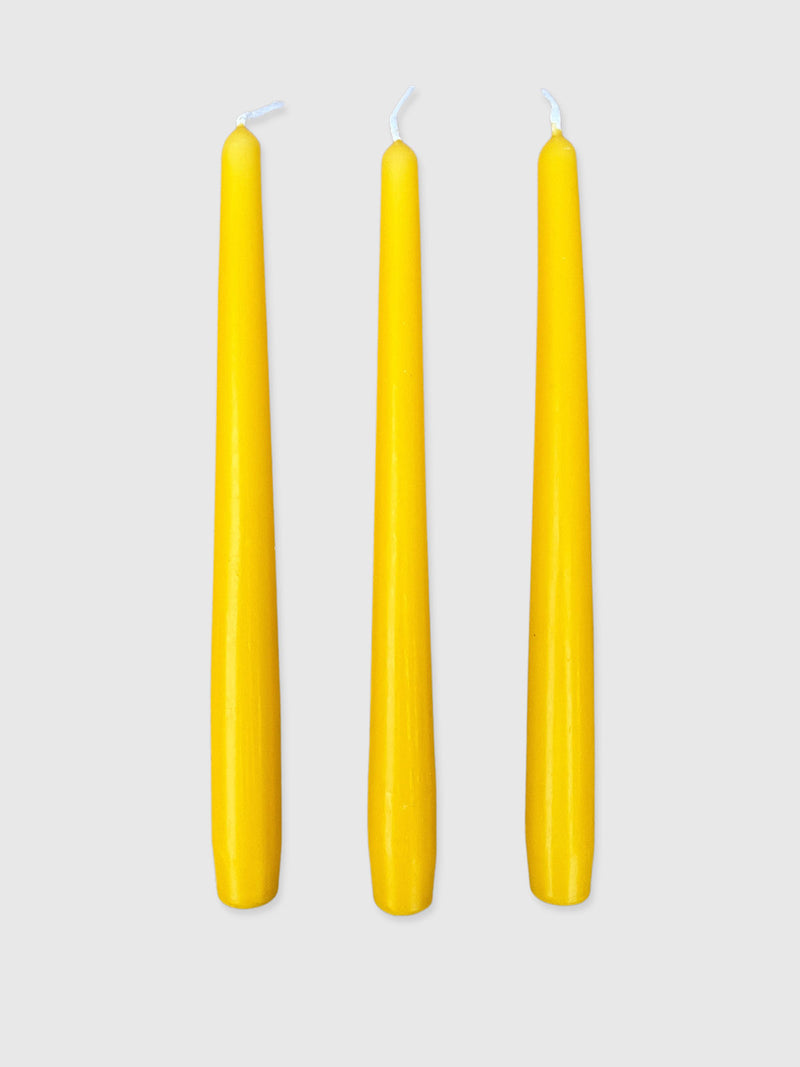 Set of 3 Dinner Candles - Yellow